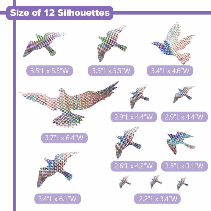 MESINURS Anti-Collision Window Bird Stickers Decals Glass Door Protect and Save Bird Strikes (Reflective) - Image 5